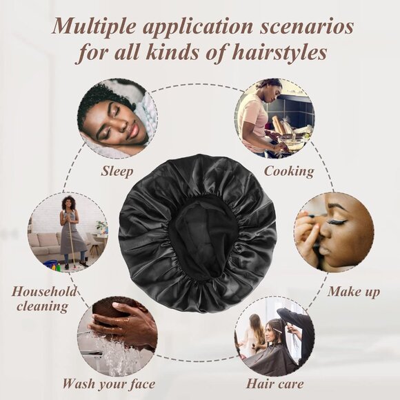 2 Pack Silk-Satin Bonnet Hair Wrap for Sleeping - Picture 4 of 8